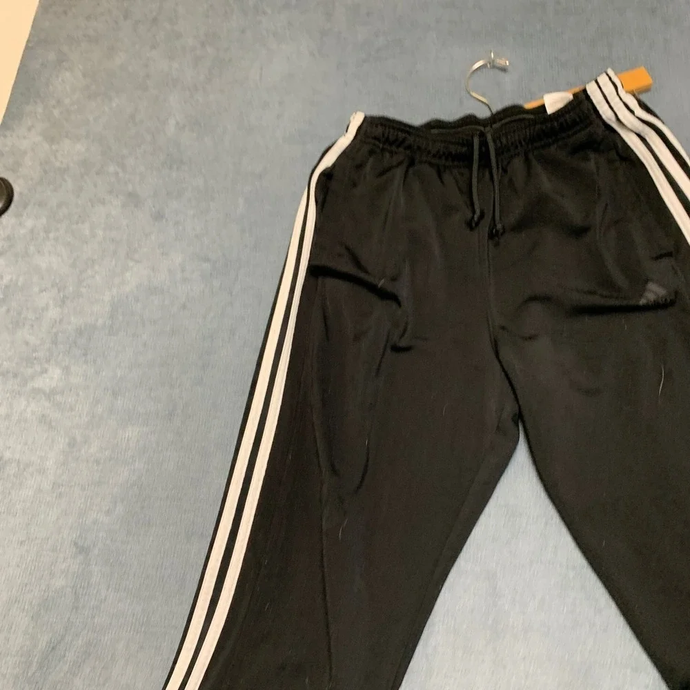 Adidas Primegreen Track Pants Mens Medium Black 3 Stripes Ankle Zip Drawstring